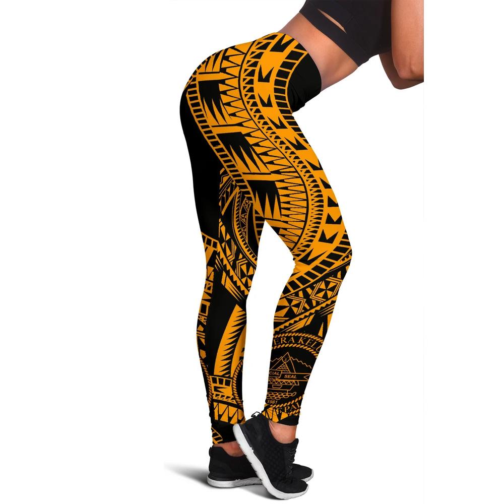 Palau Women Leggings Polynesian Pattern Gold Gold - Polynesian Pride