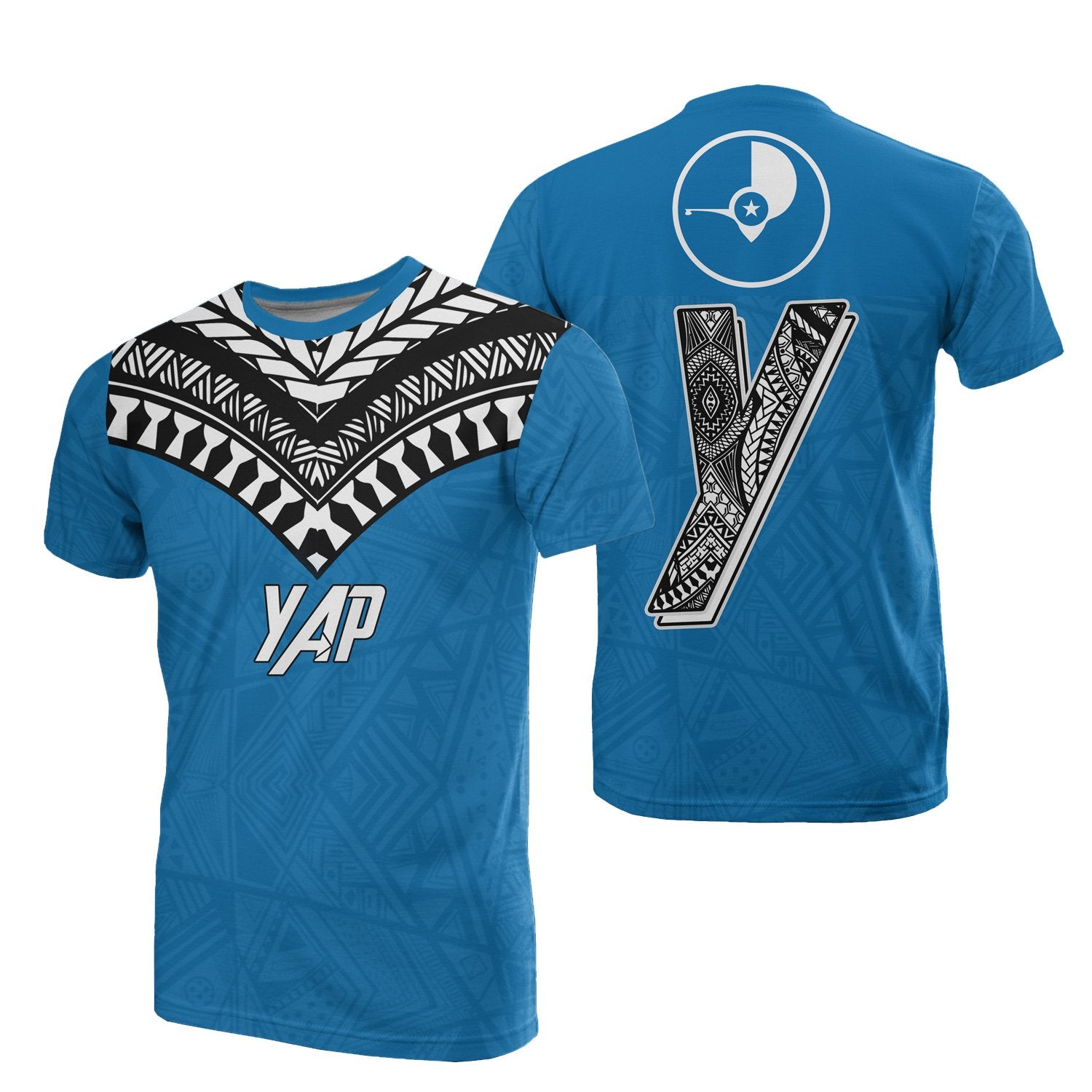 Yap All Over T Shirt Yap Flag Micronesia Style Unisex Blue - Polynesian Pride