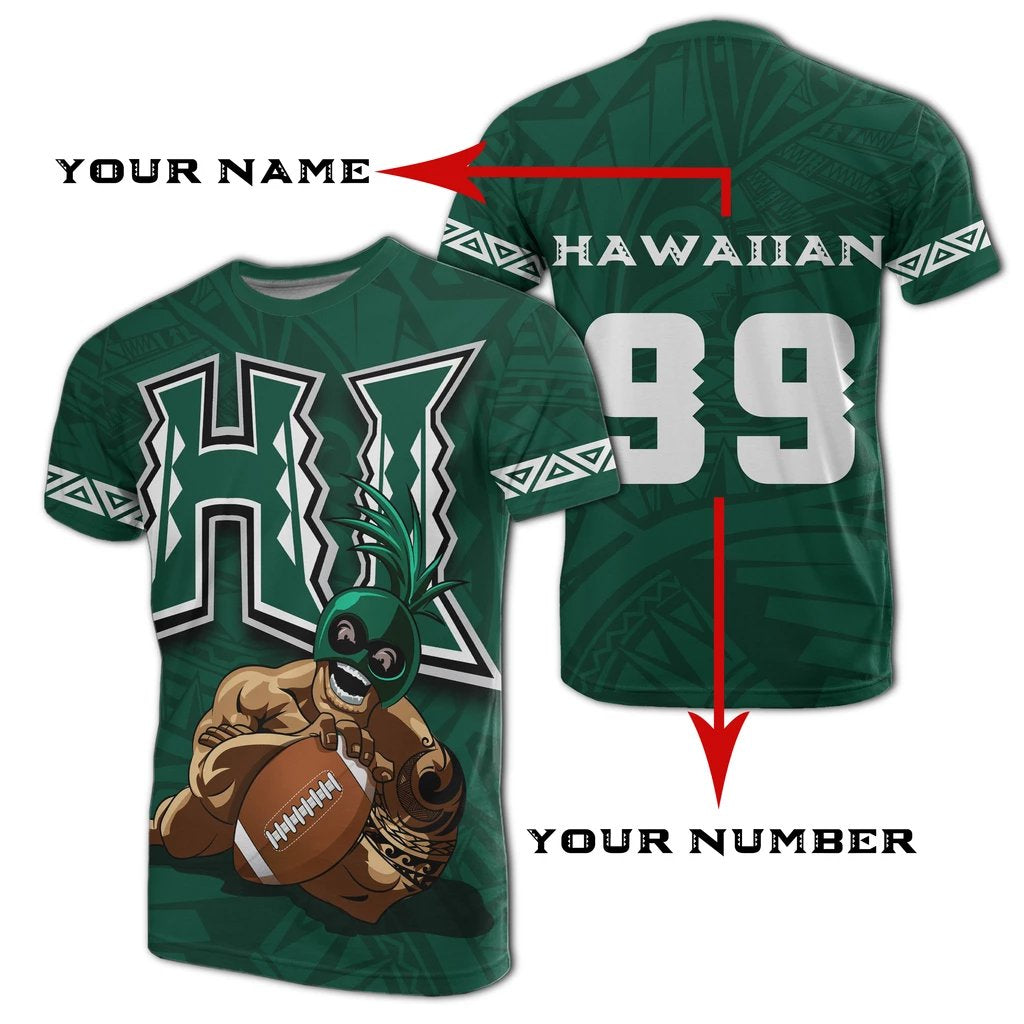 Personalized Polynesian Kakau Hawaii Warrior Football T Shirt Unisex White - Polynesian Pride