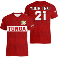 (Custom Text And Number) Tonga Rugby Sevens V-Neck T Shirt Sporty Style LT9 - Polynesian Pride