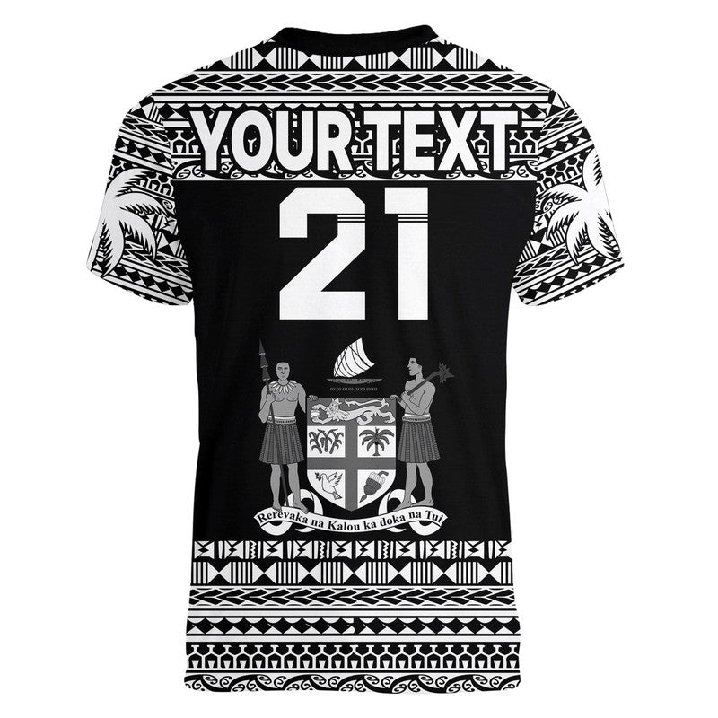 (Custom Text And Number) Fiji Rugby Sevens V-Neck T Shirt Simple Style LT9 - Polynesian Pride