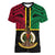 (Custom Personalised) Vanuatu V-Neck T Shirt Tribal Vanuatu Coat Of Arms Flag Style LT9 Female Black - Polynesian Pride