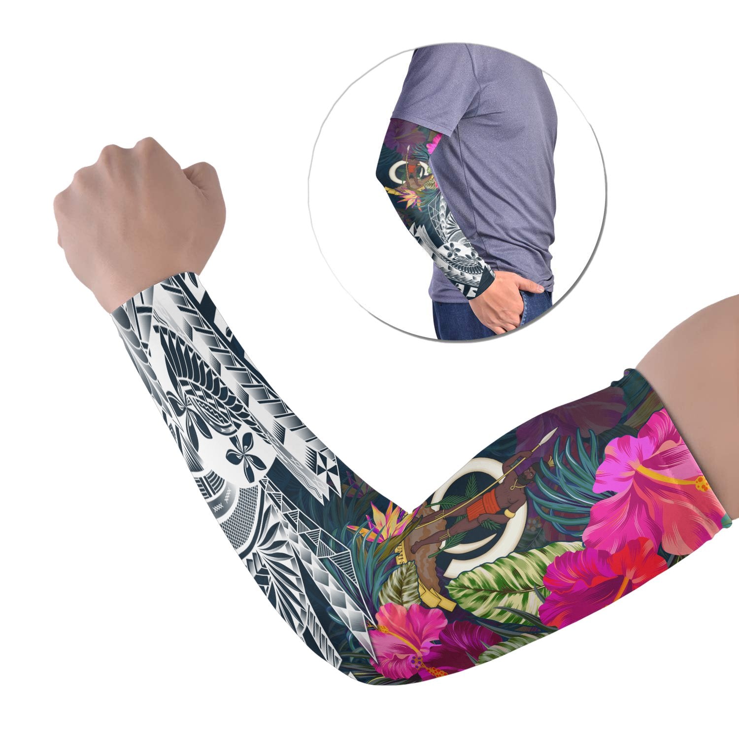 Vanuatu Arm Sleeve (Set of 2) - Summer Vibes Set of 2 Black - Polynesian Pride