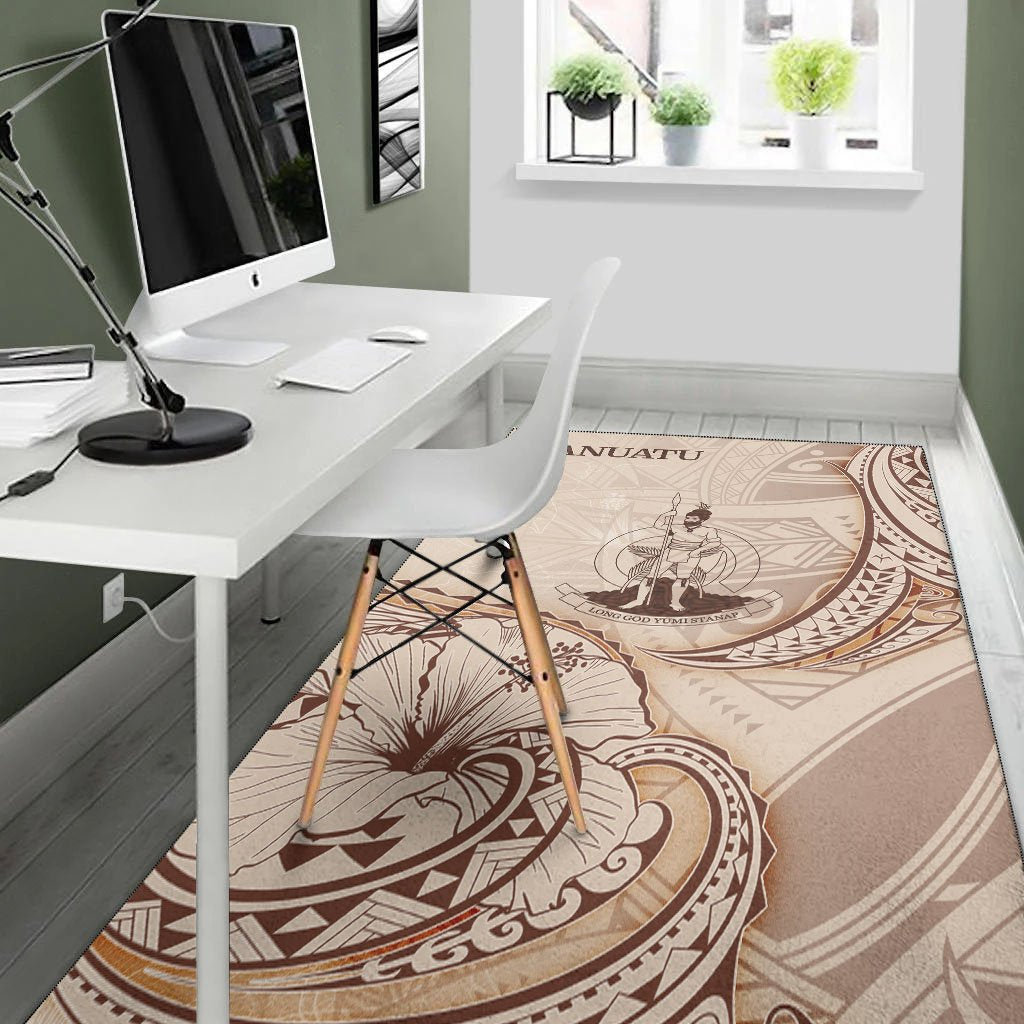 Vanuatu Area Rug - Hibiscus Flowers Vintage Style - Polynesian Pride