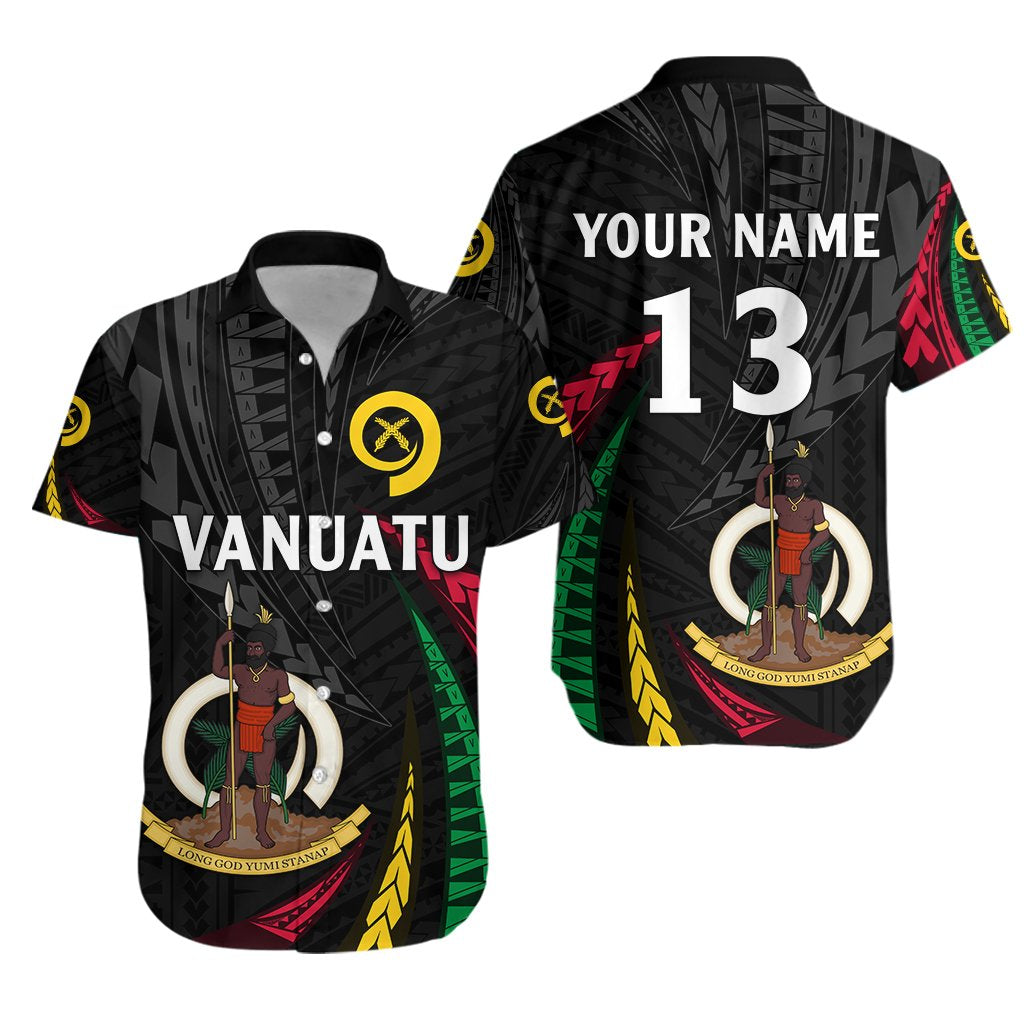 (Custom Personalised) Vanuatu Rugby Hawaiian Shirt Tuskers Tornado Style Unisex Black - Polynesian Pride