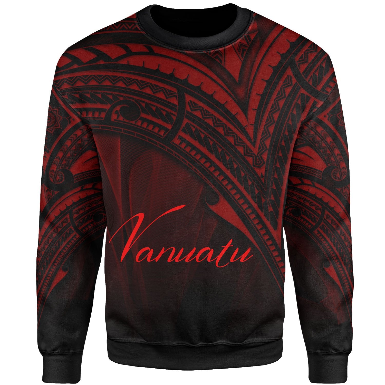 Vanuatu Sweatshirt - Cross Style Red Color Unisex Black - Polynesian Pride