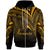 Vanuatu Zip Hoodie Gold Color Cross Style Unisex Black - Polynesian Pride