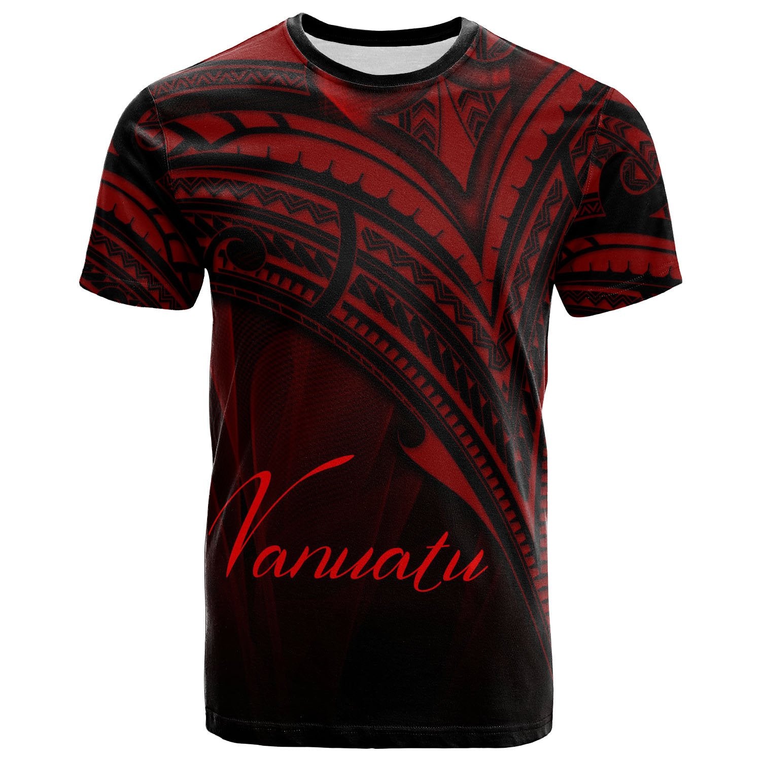 Vanuatu T Shirt Red Color Cross Style Unisex Black - Polynesian Pride