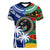 (Custom Personalised) Indigenous South Africa Mixed Fiji Palm Tapa V-Neck T Shirt LT9 Female Blue - Polynesian Pride