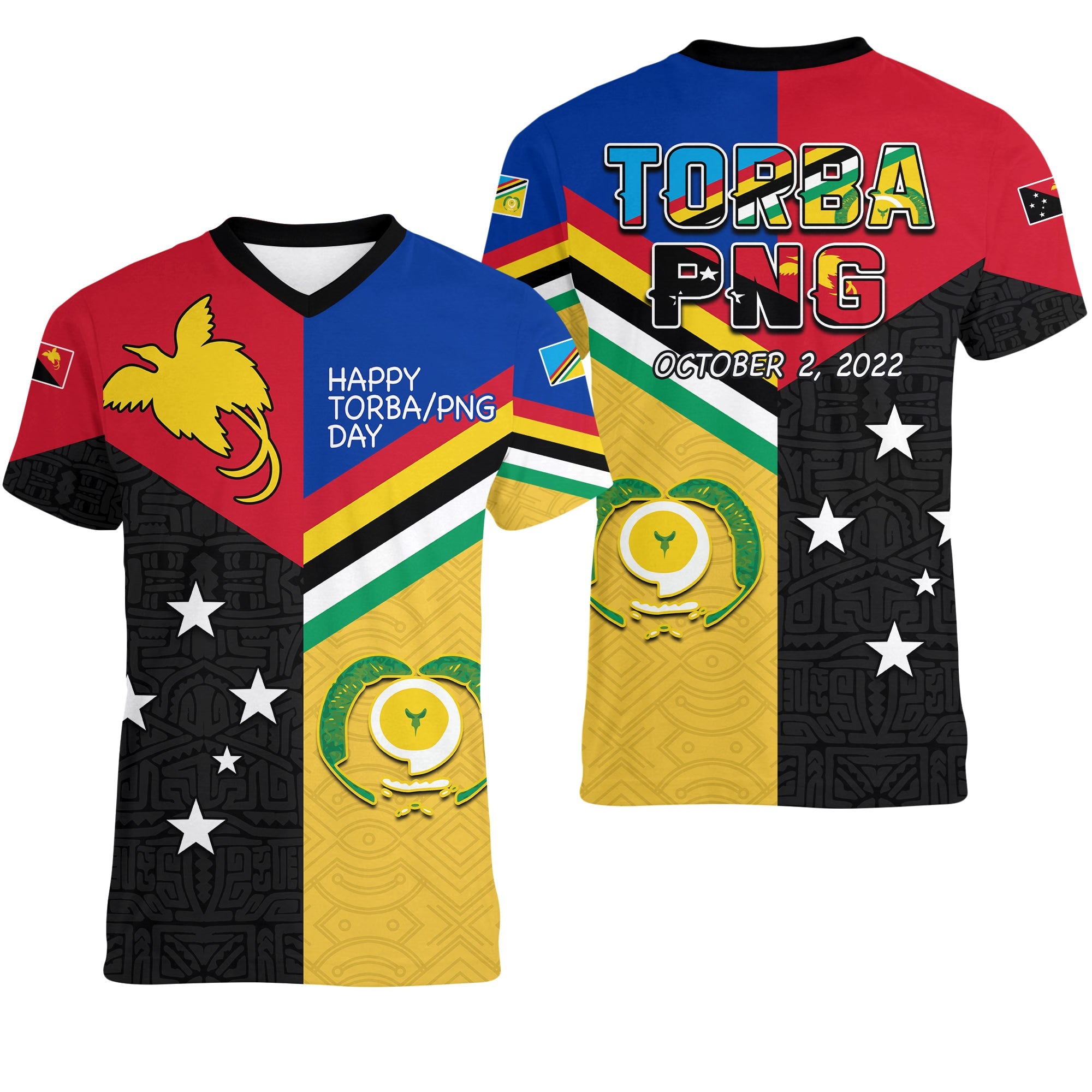 Torba PNG Day V Neck T Shirt 2022 Simple Polynesia LT13 Art - Polynesian Pride