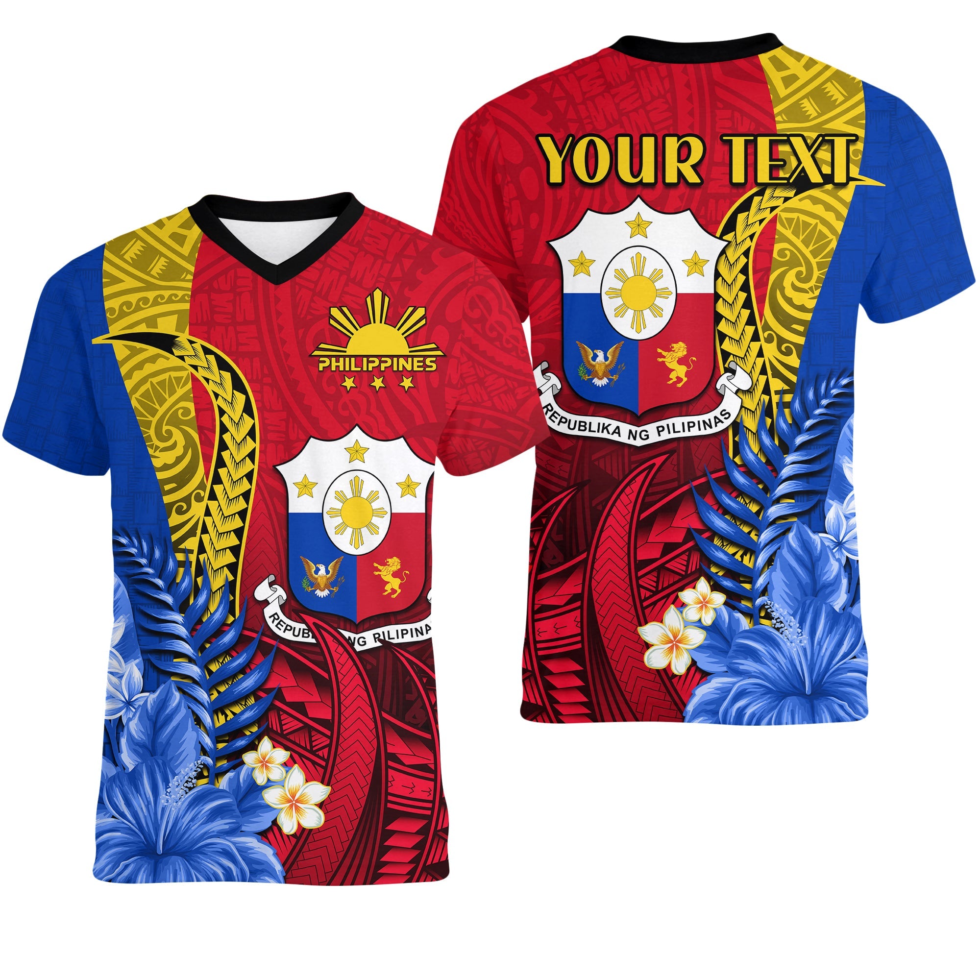 (Custom Personalised) Philippines Sampaguita V-Neck T Shirt Special Polynesian Sun Filipino LT13 Female Art - Polynesian Pride