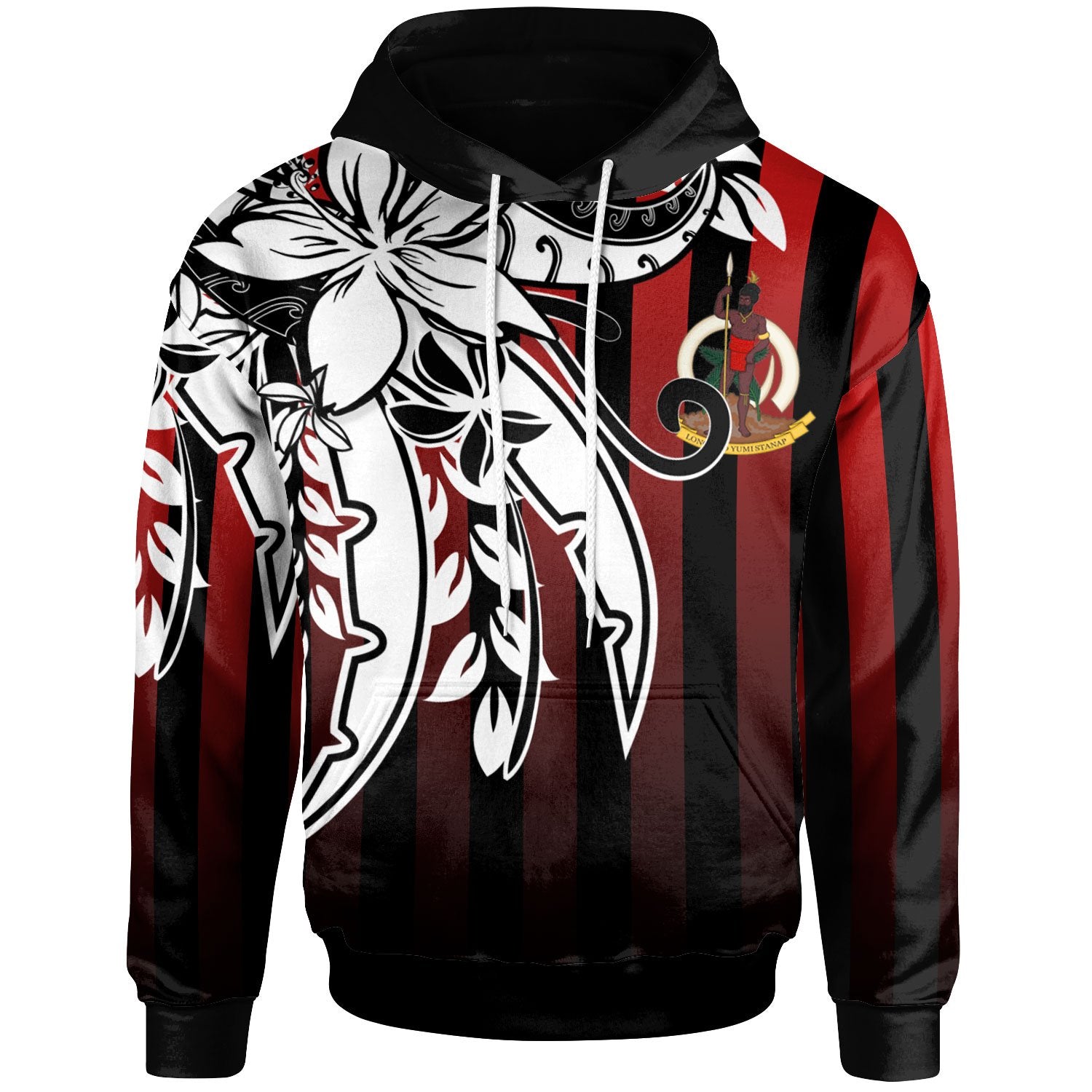 Vanuatu Hoodie Vertical Stripes Style Unisex Red - Polynesian Pride