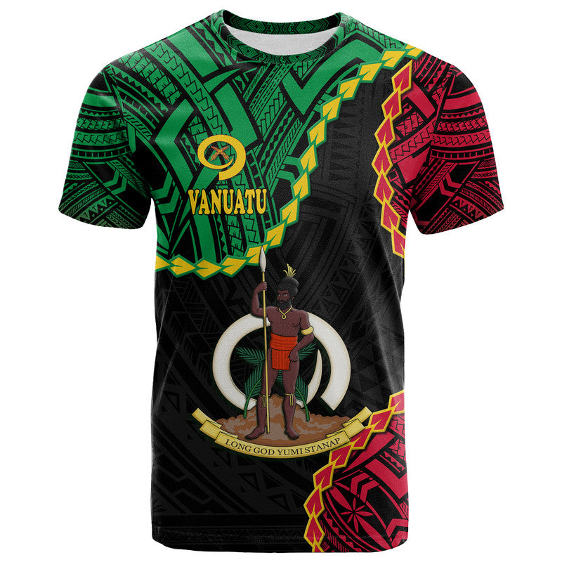 Custom Vanuatu T Shirt Basic Coat of Arms LT9 Adult Black - Polynesian Pride