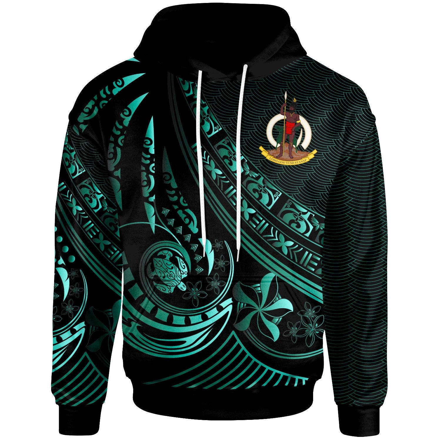 Vanuatu Hoodie The Flow of The Ocean Unisex Green - Polynesian Pride