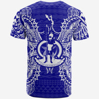 Vanuatu T Shirt Vanuatuan Flag Map Polynesian Tattoo Blue - Polynesian Pride