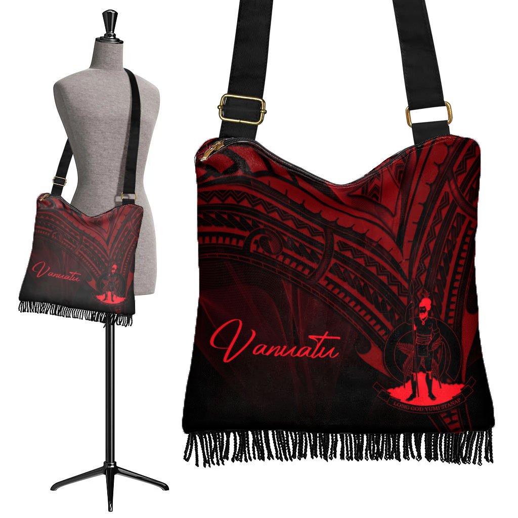 Vanuatu Boho Handbag - Red Color Cross Style - Polynesian Pride