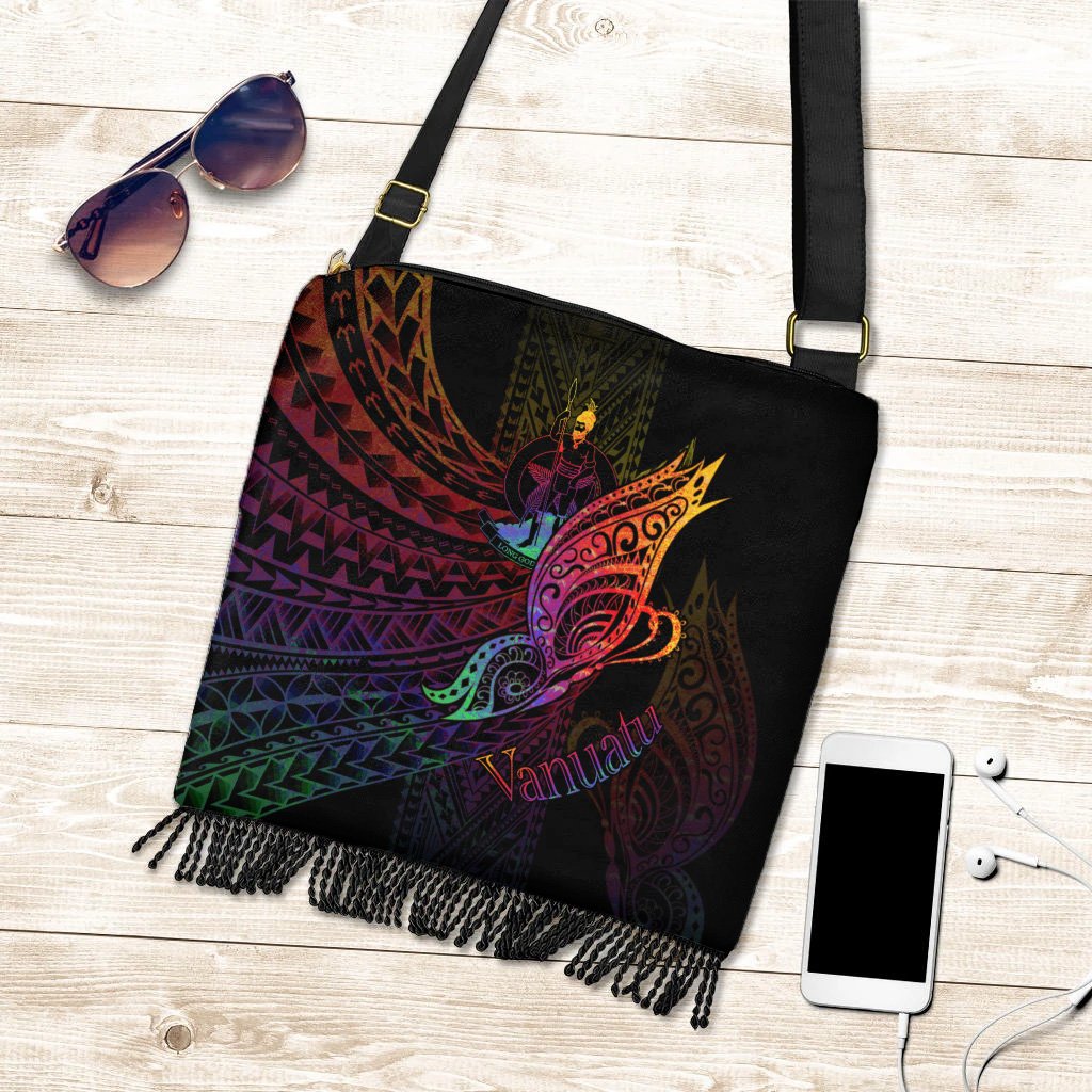 Vanuatu Boho Handbag - Butterfly Polynesian Style One Size Boho Handbag Black - Polynesian Pride