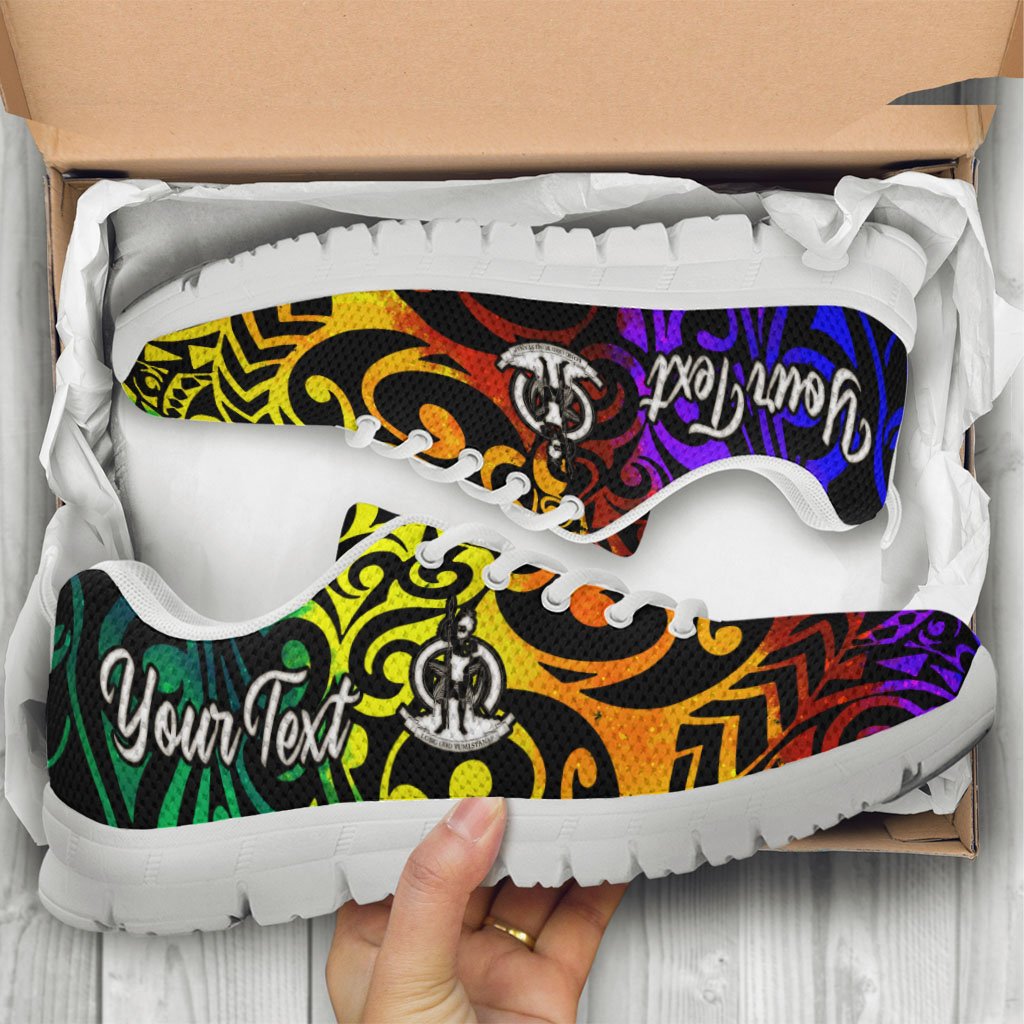 Vanuatu Custom Personalised Sneakers - Rainbow Polynesian Pattern - Polynesian Pride