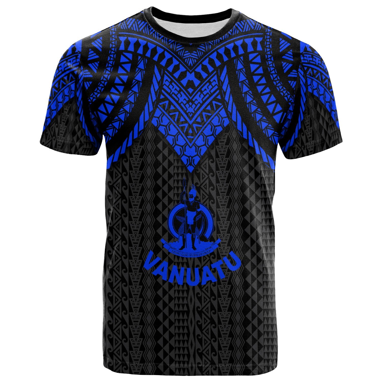 Vanuatu T Shirt Polynesian Armor Style Blue Unisex Blue - Polynesian Pride