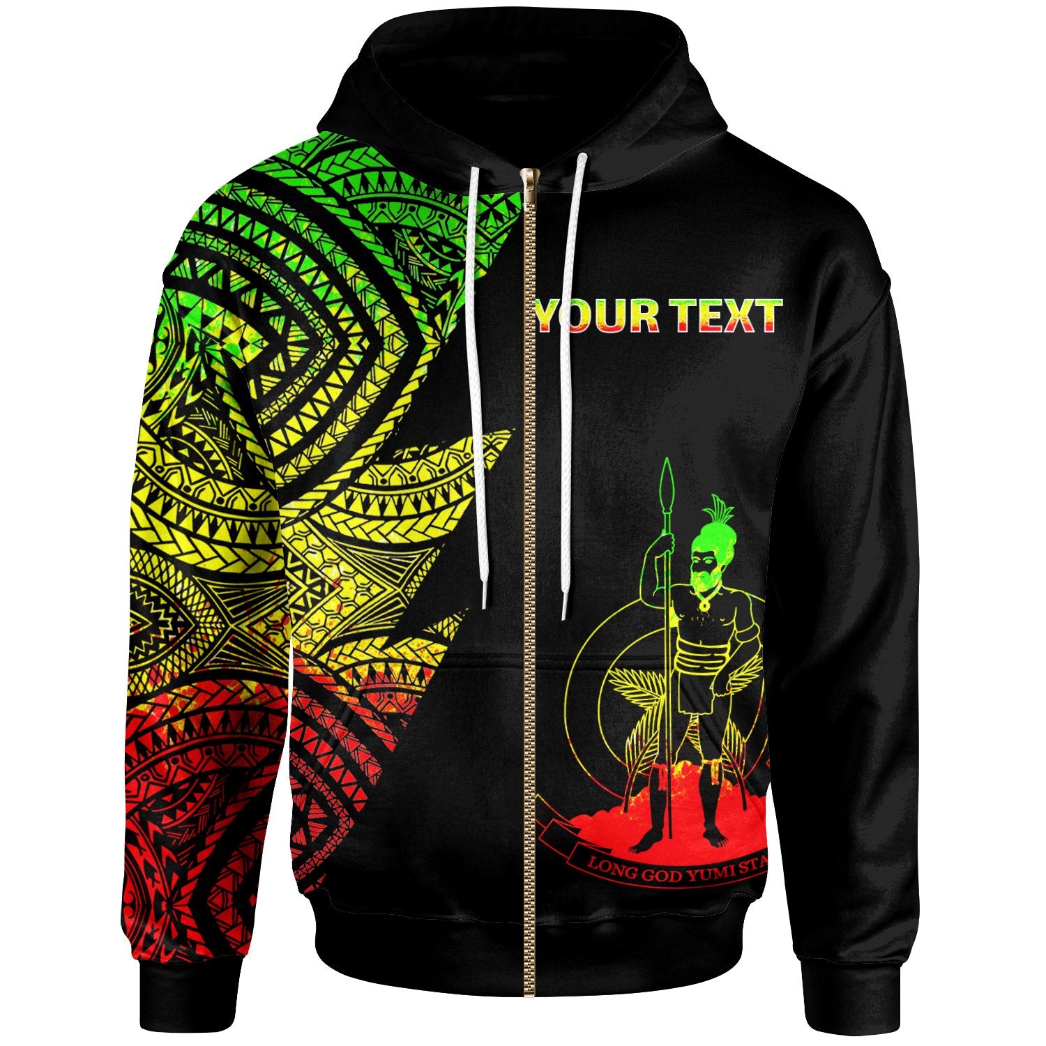 Vanuatu Custom Personalized Zip up Hoodie Flash Style Reggae Unisex Reggae - Polynesian Pride