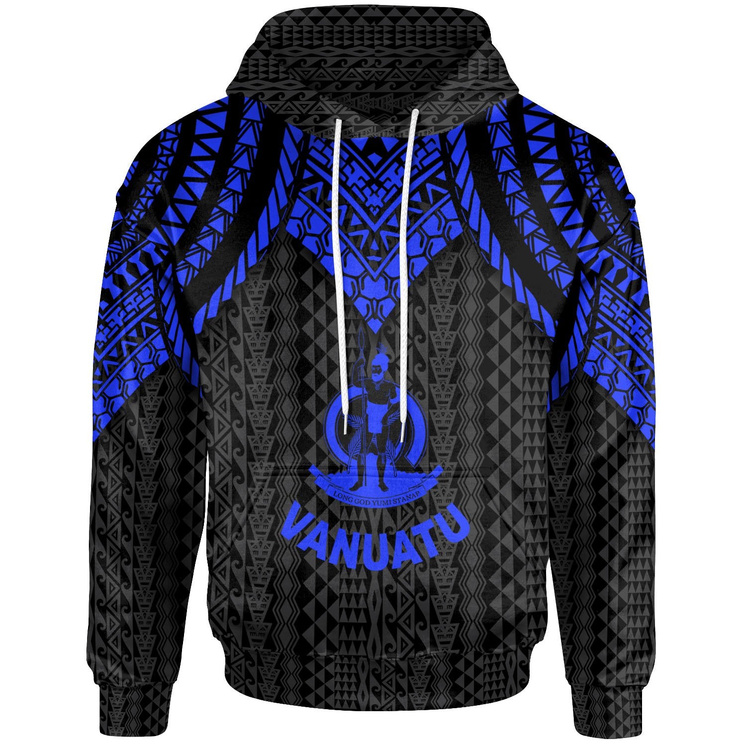 Vanuatu Hoodie Polynesian Armor Style Blue Unisex Blue - Polynesian Pride