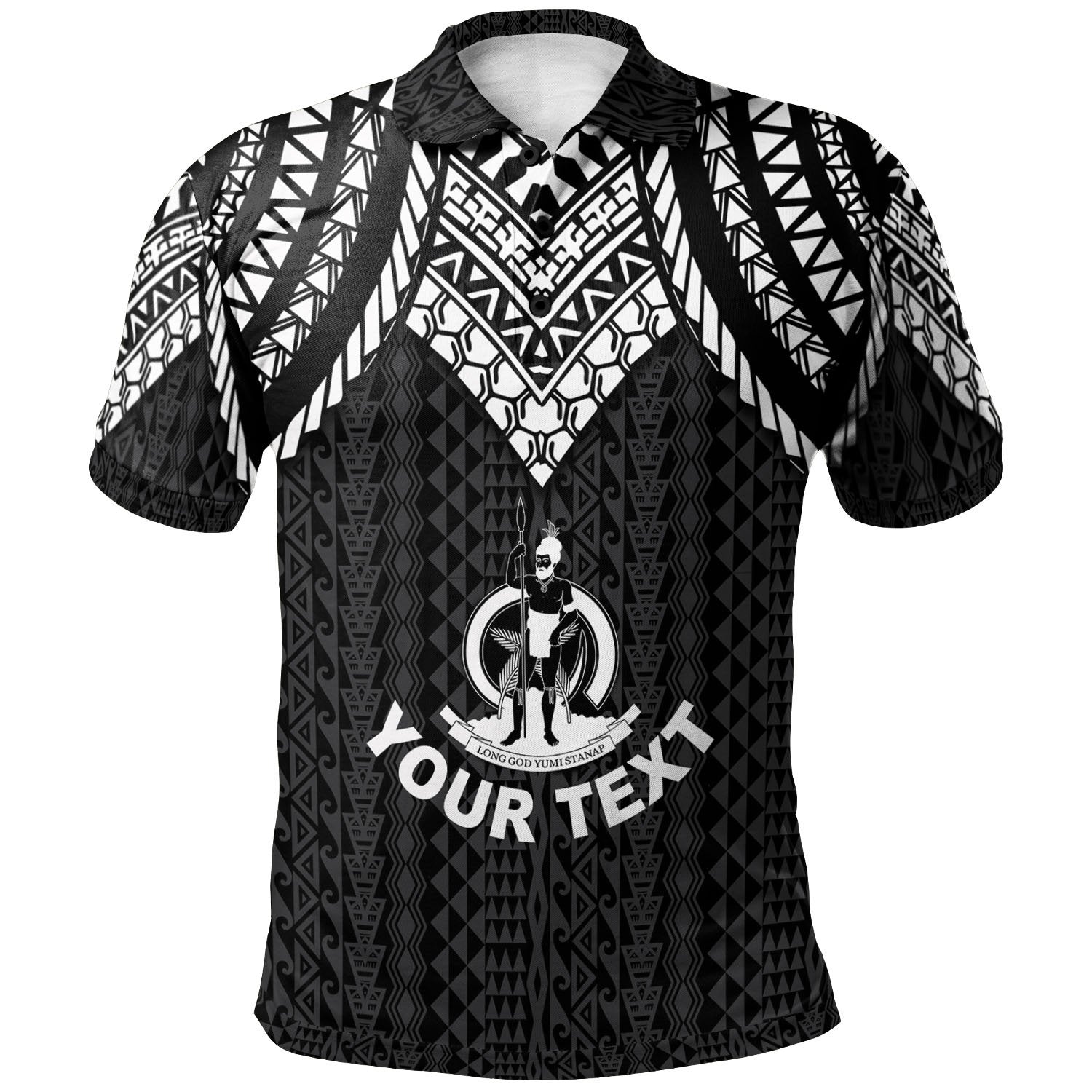 Vanuatu Custom Polo Shirt Polynesian Armor Style Black Unisex Black - Polynesian Pride