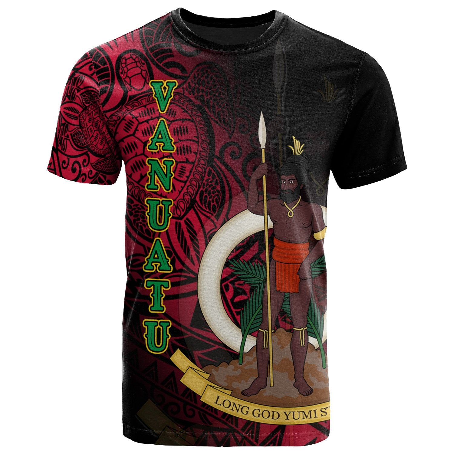 Vanuatu T Shirt Turtle Polynesian Style Unisex Black - Polynesian Pride