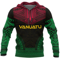 Vanuatu Polynesian Chief Hoodie Unisex Red - Green - Polynesian Pride