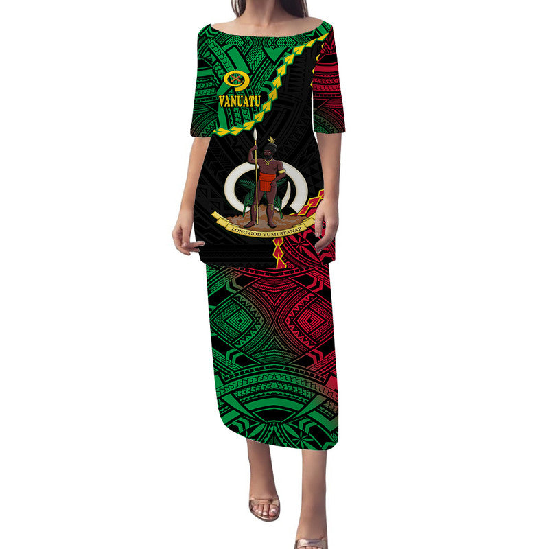 Vanuatu Puletasi Dress Basic Polynesian Style LT9 Black - Polynesian Pride