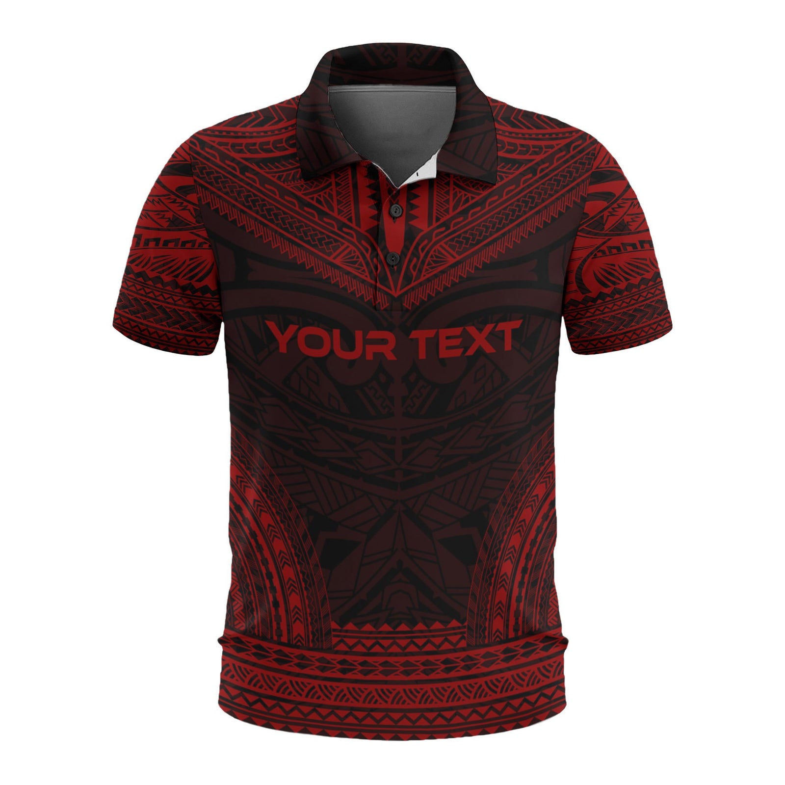 Vanuatu Custom Polo Shirt Vanuatuan Coat Of Arms Polynesian Chief Tattoo Red Version Unisex Red - Polynesian Pride
