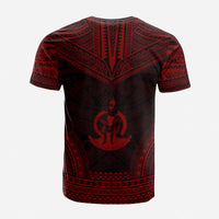 Vanuatu Custom T Shirt Vanuatuan Coat of Arms Polynesian Chief Tattoo Red Version Unisex Red - Polynesian Pride