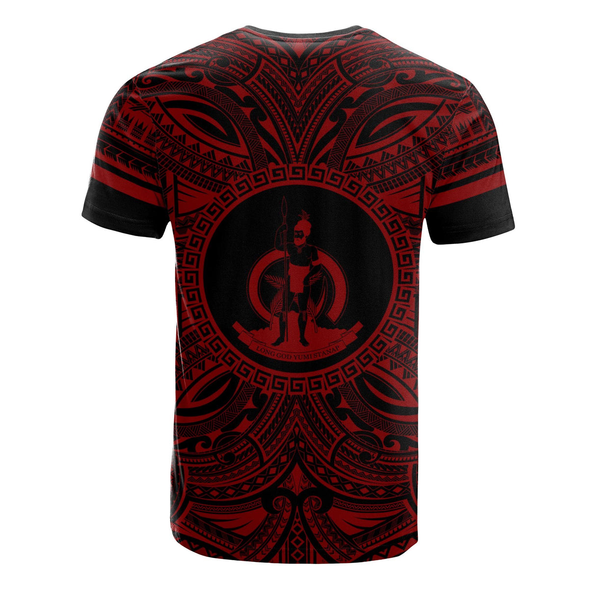 Vanuatu T Shirt Vanuatuan Coat of Arms Polynesian Red Black - Polynesian Pride