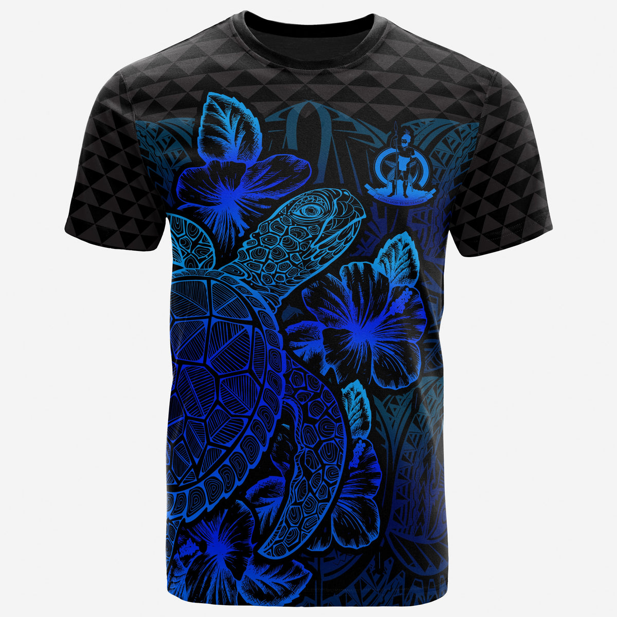 Vanuatu T Shirt Vanuatuan Coat of Arms Turtle Hibiscus Blue Unisex Blue - Polynesian Pride