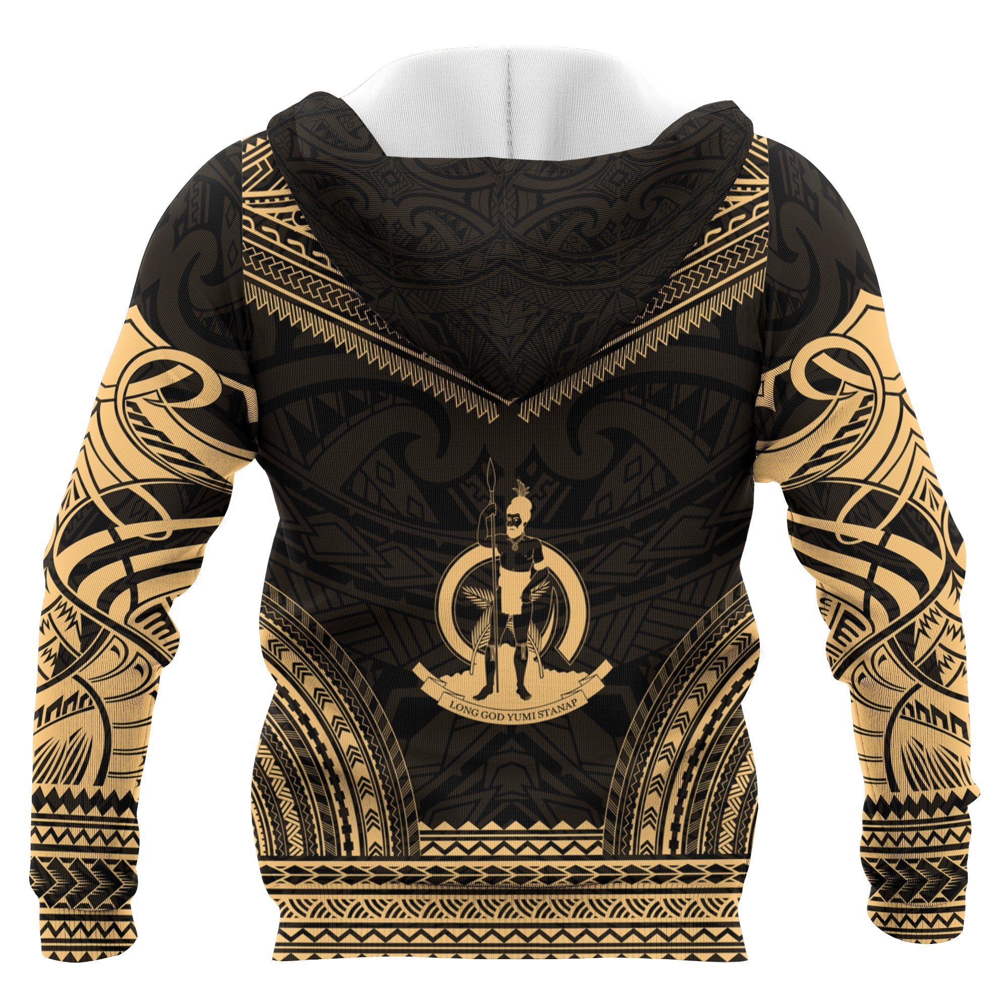 Vanuatu Polynesian Chief Custom Zip up Hoodie Gold Version Unisex Gold - Polynesian Pride