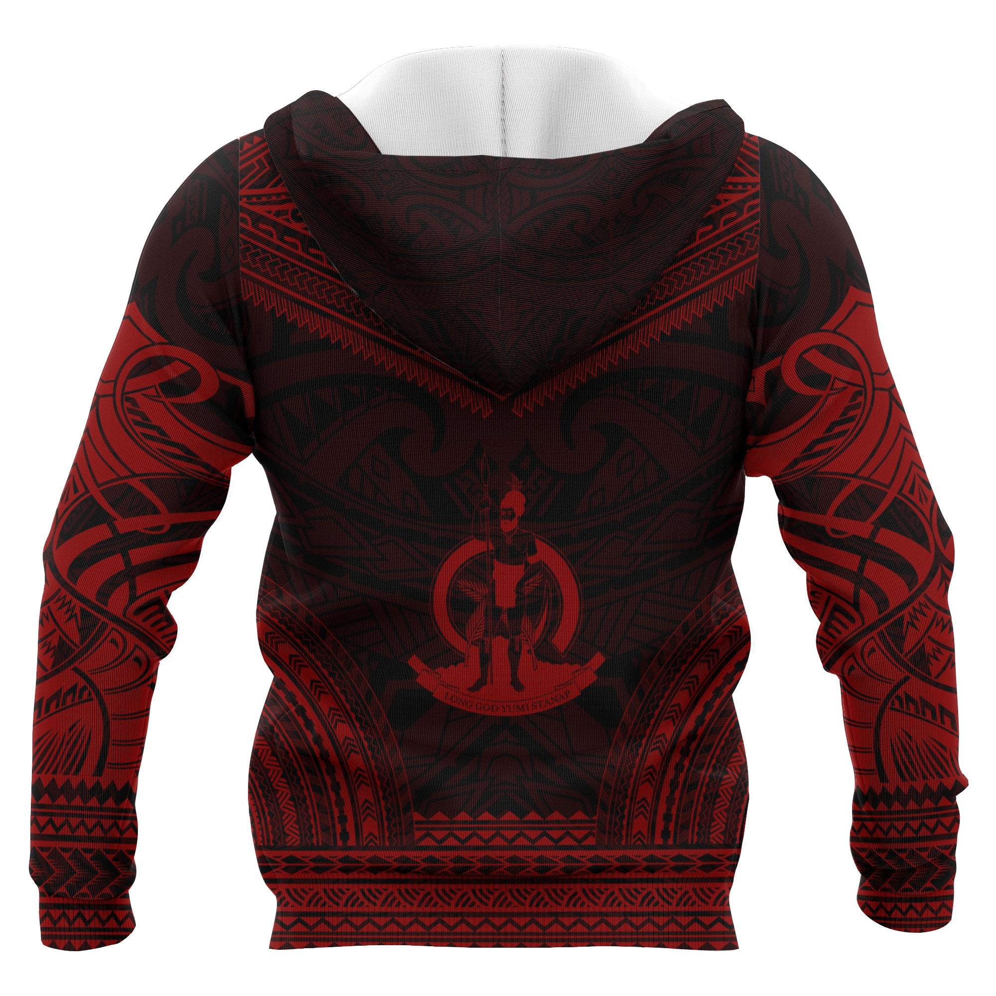 Vanuatu Polynesian Chief Custom Zip up Hoodie Red Version Unisex Red - Polynesian Pride