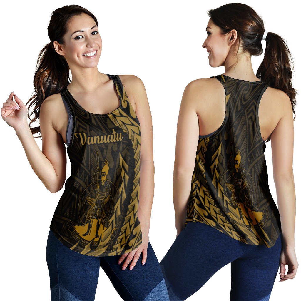 Vanuatu Women's Racerback Tank - Wings Style Black - Polynesian Pride