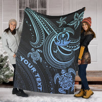Vanuatu Custom Personalised Premium Blanket - Blue Turtle - Polynesian Pride