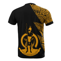 Vanuatu T Shirt Polynesian Pattern Gold Flash Style - Polynesian Pride