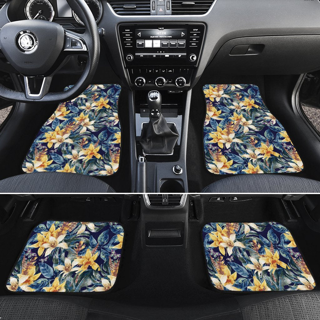 Vintage Floral Hawaii Car Floor Mats Turquoise One Size - Polynesian Pride