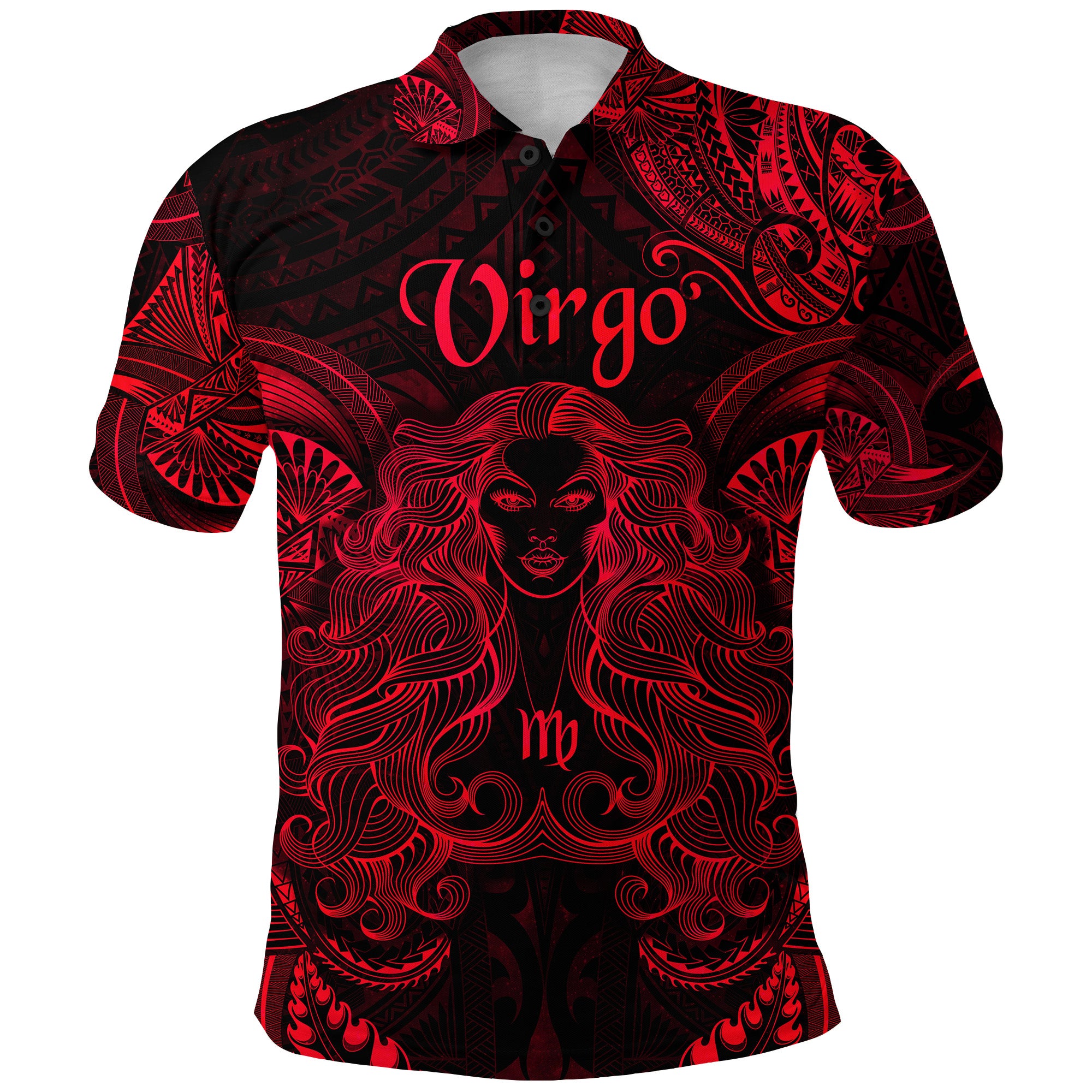 Custom Virgo Zodiac Polynesian Polo Shirt Unique Style Red LT8 - Polynesian Pride