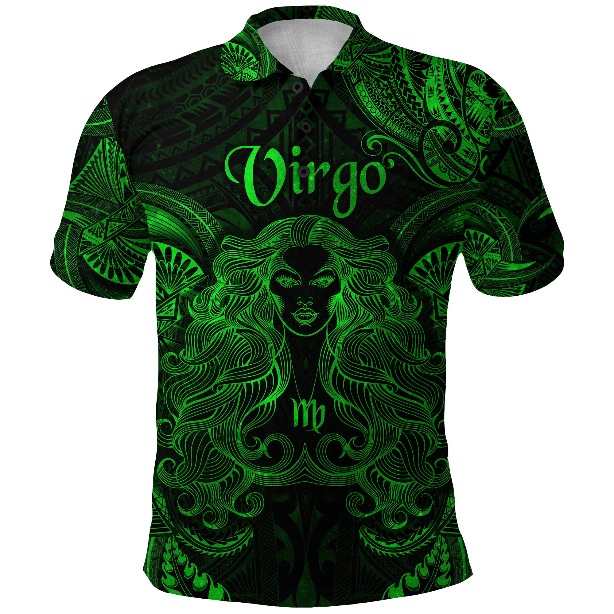 Custom Virgo Zodiac Polynesian Polo Shirt Unique Style Green LT8 - Polynesian Pride