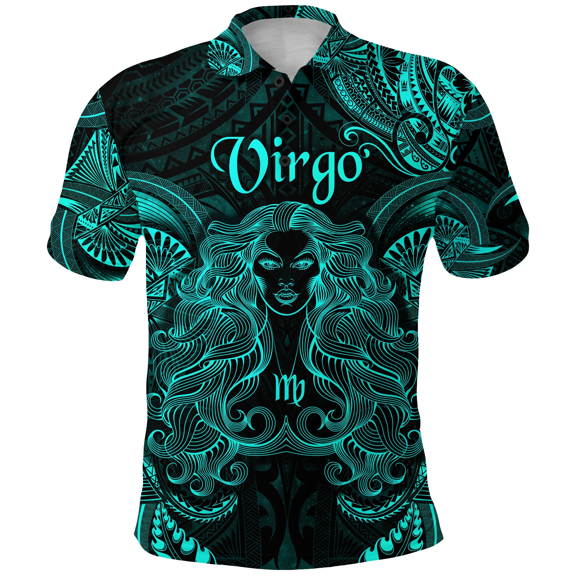 Custom Virgo Zodiac Polynesian Polo Shirt Unique Style Turquoise LT8 - Polynesian Pride