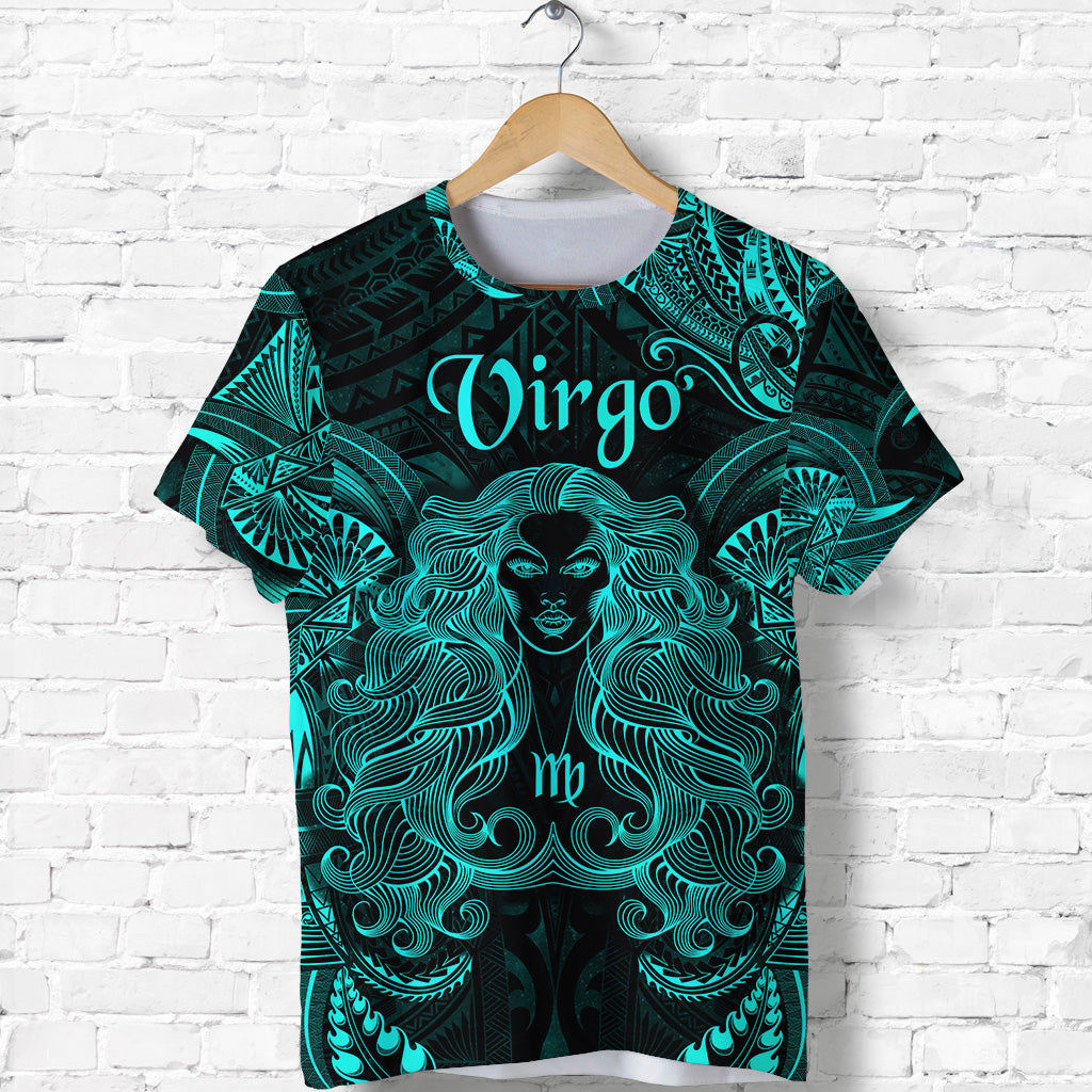 Custom Virgo Zodiac Polynesian T Shirt Unique Style Turquoise LT8 - Polynesian Pride