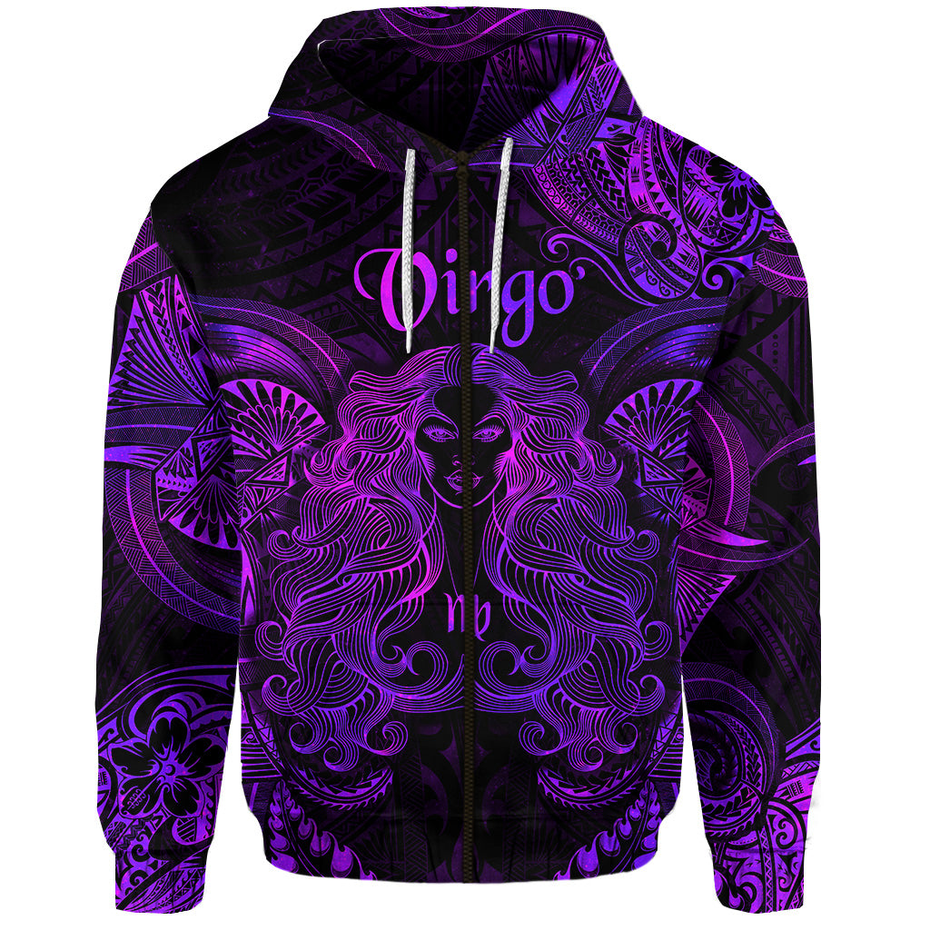 Virgo Zodiac Polynesian Zip Hoodie Unique Style Purple LT8 - Polynesian Pride