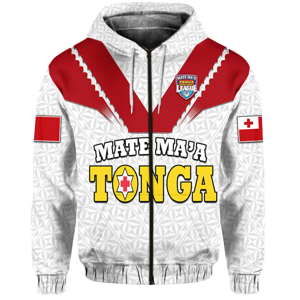 Mate Maa Tonga Rugby Hoodie Tongan Kupesi White Style LT9 - Polynesian Pride