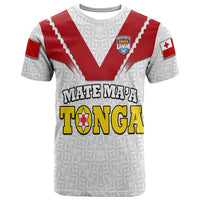 Mate Maa Tonga Rugby T Shirt Tongan Kupesi White Style LT9 - Polynesian Pride