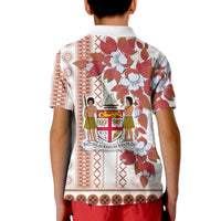 Fiji Polo Shirt Tagimoucia Mixed White Tapa Style LT9 - Polynesian Pride