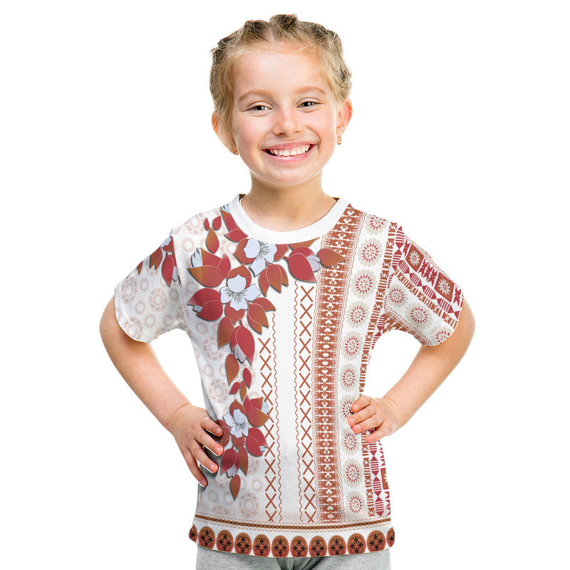 Fiji T Shirt Tagimoucia Mixed White Tapa Style LT9 - Polynesian Pride