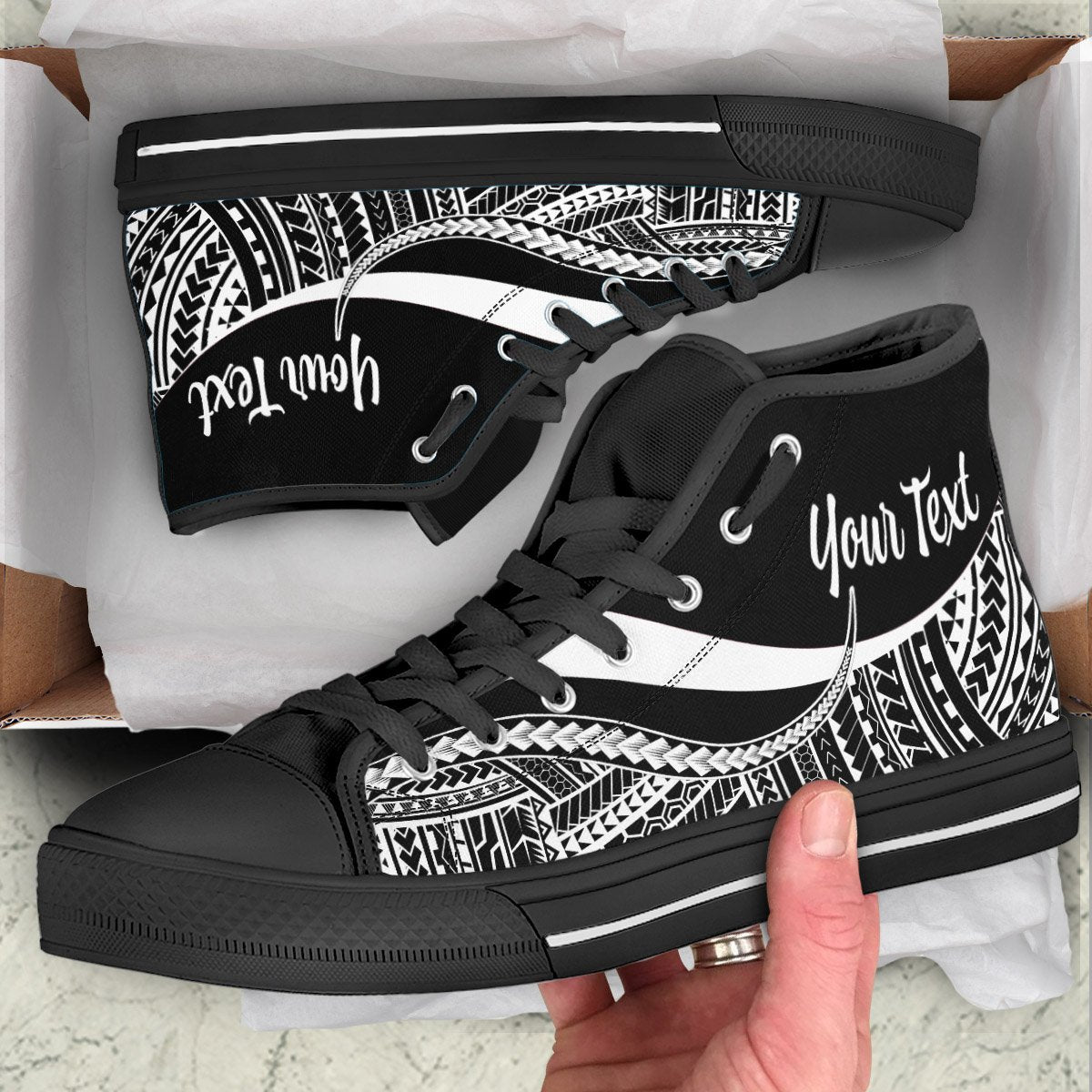 Yap Custom Personalised High Top Shoes White - Polynesian Tentacle Tribal Pattern - Polynesian Pride