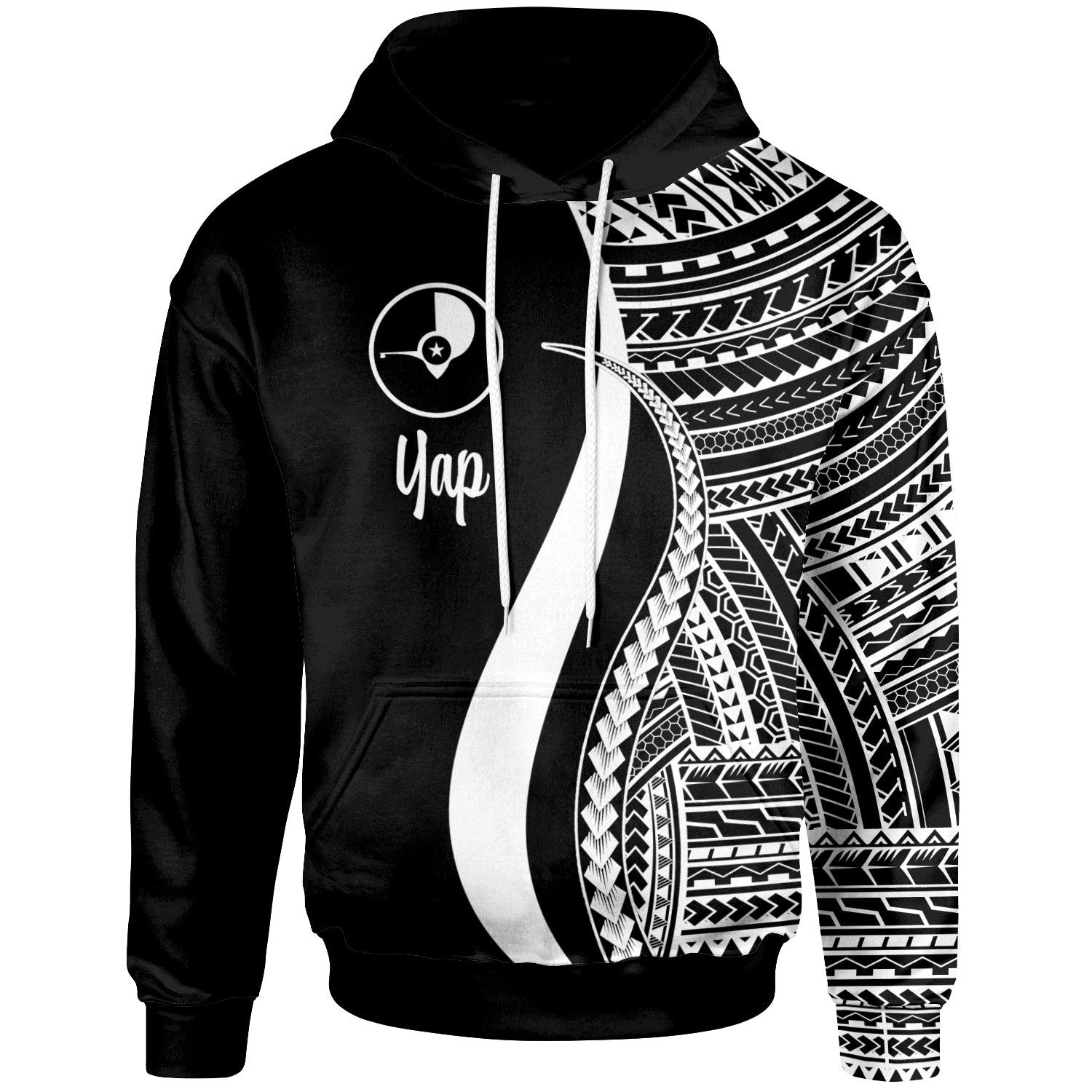 Yap Hoodie White Tentacle Tribal Pattern Unisex White - Polynesian Pride